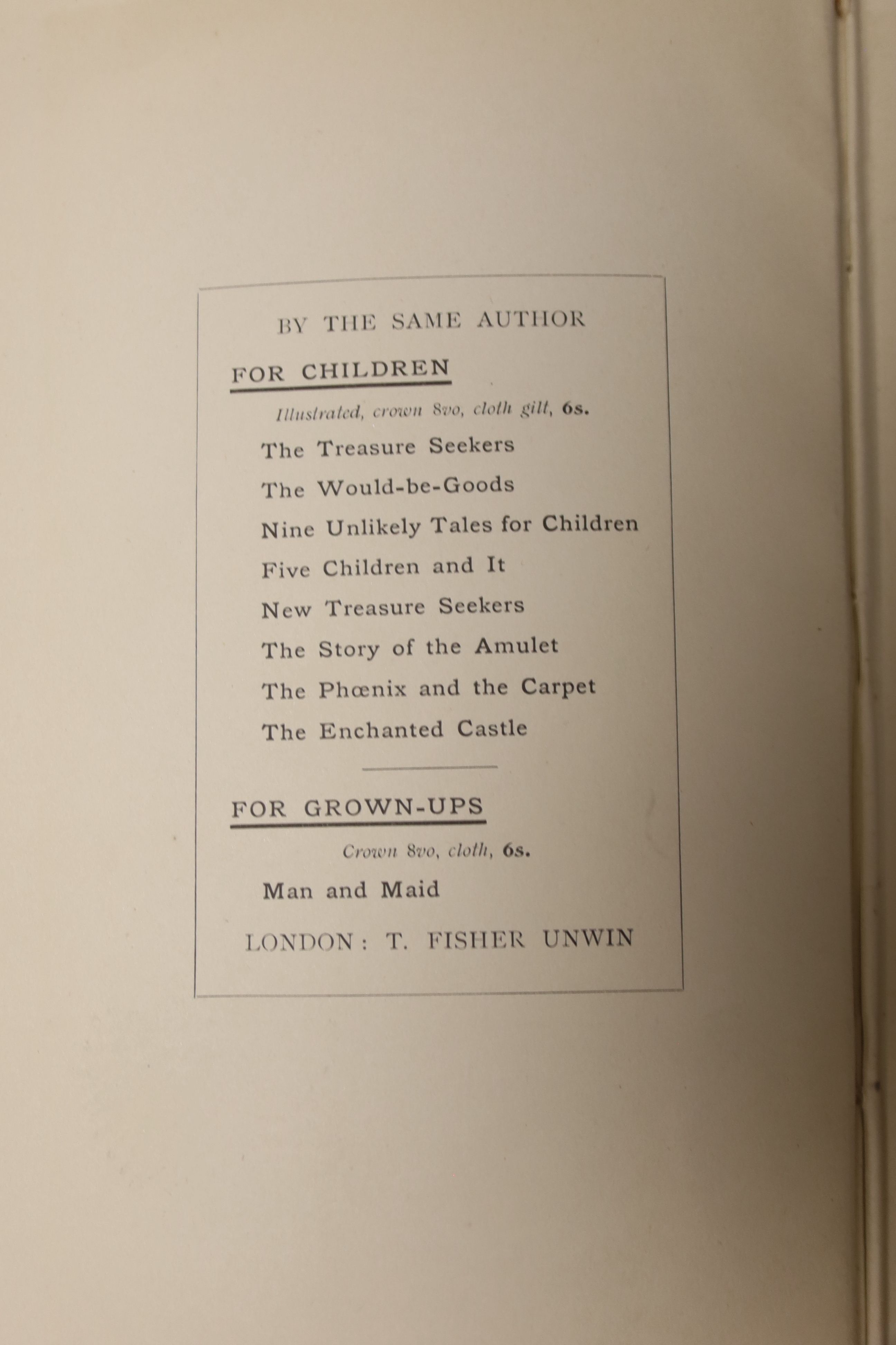 Nesbit, E, 'The House of Arden', 8vo, (no dj), first edition, illustrated by H.R. Millar, T. Fisher Unwin, London, 1908